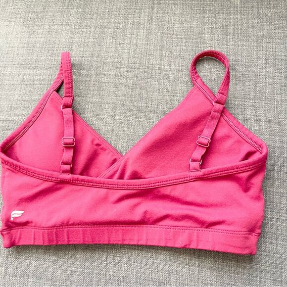 Fabletics Tammy Low Impact Sports Bar Women size S Faux Wrap Bralette Dark Pink - Picture 2 of 10